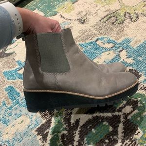 Eileen Fisher leather wedge ankle boot, size 8.5